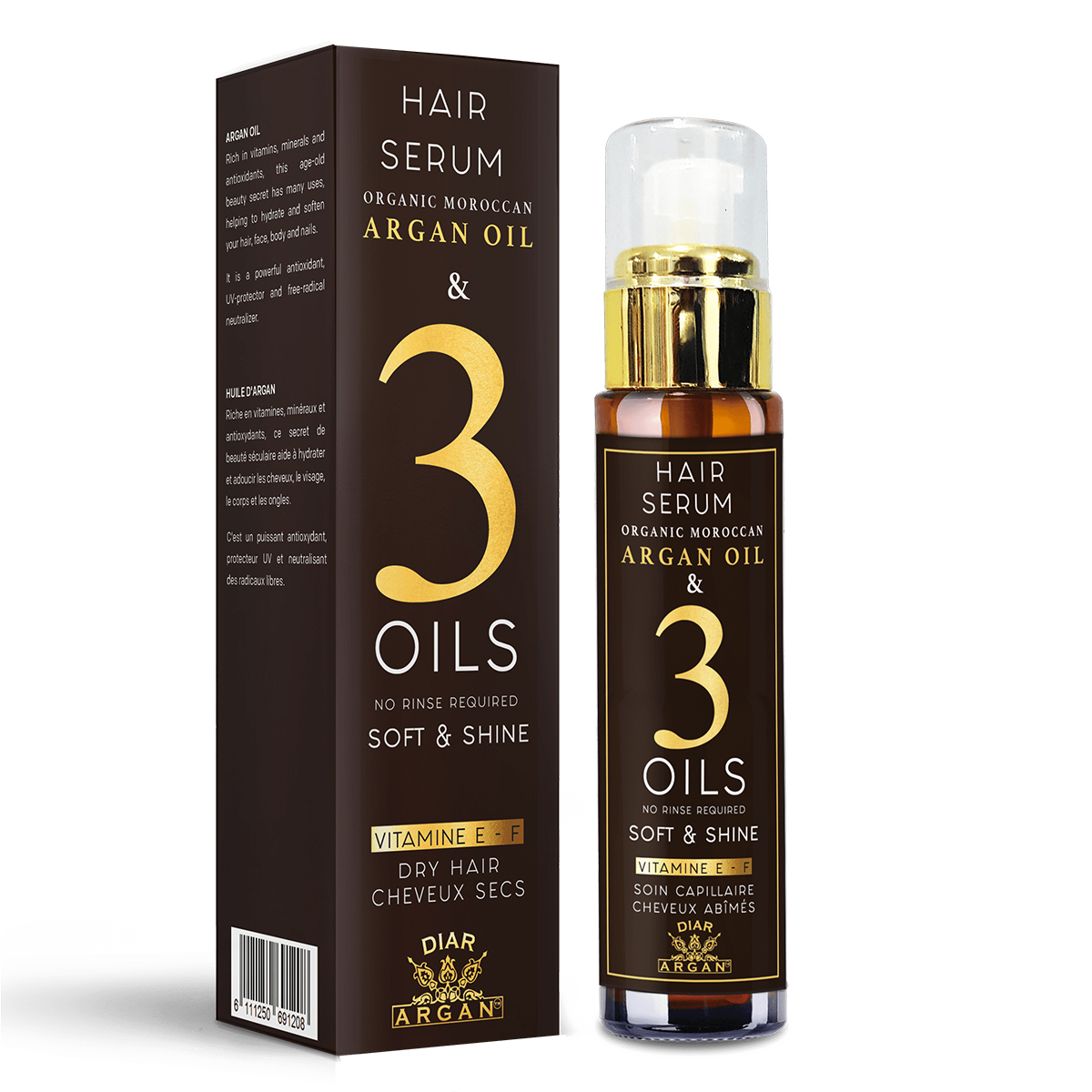 3 oils Hair Serum – Soft & Shine – 50ml – – Diar Argan